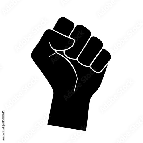 Black lives matter fist raised in solidarity and protest against racism for equality and justice