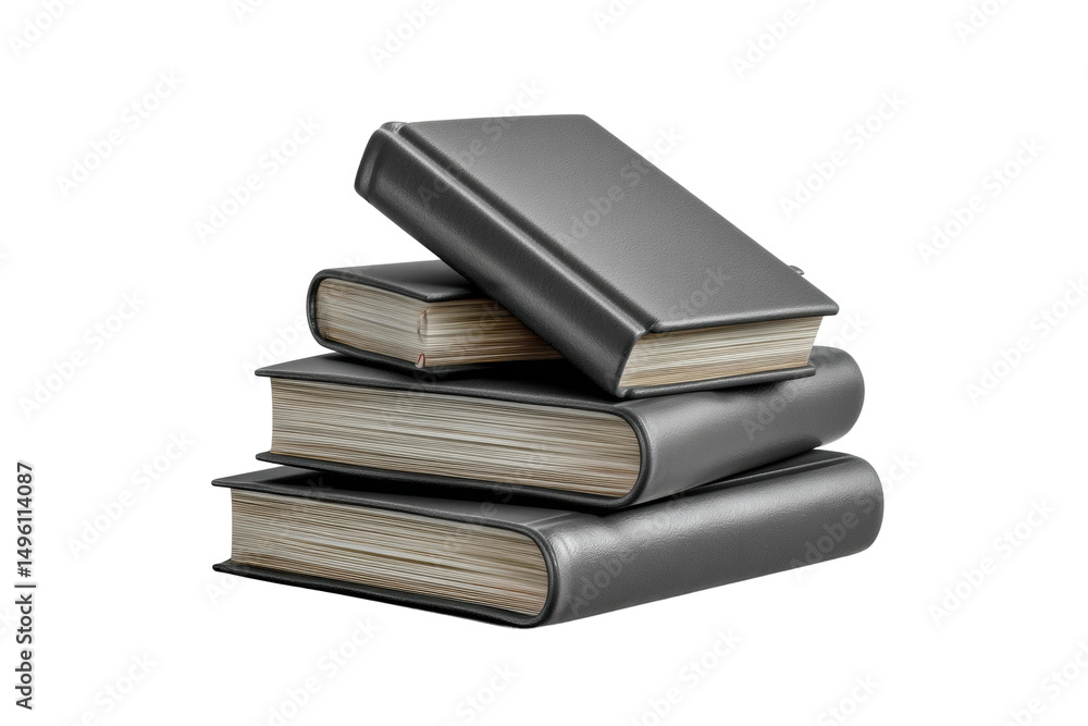 PNG Stack of four black hardcover books isolated on white background PNG Stack of four black hardcover books isolated on white background