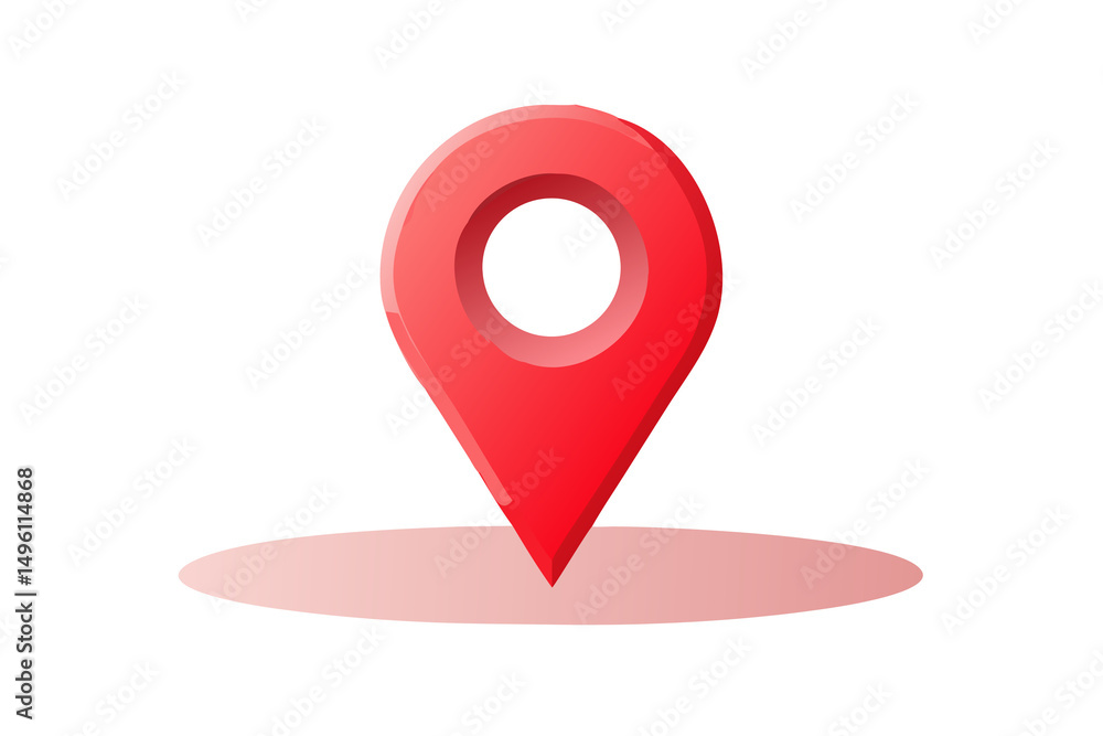 Fototapeta premium Glossy Red 3D Location Pin Icon Render