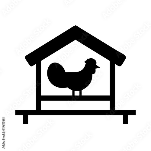 Chicken coop silhouette vector graphic for farm animal design and poultry house illustration project needs