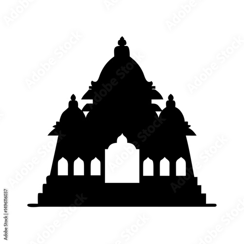 Silhouette vector graphic of hindu temple architecture indian religious building landmark design