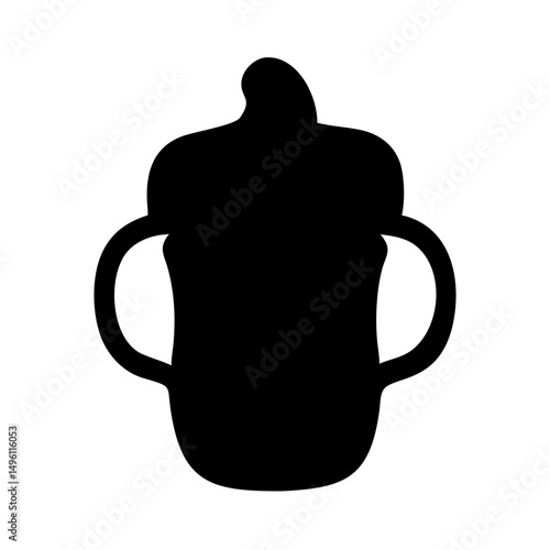 Baby sippy cup with handles vector illustration for toddler feeding and drinking equipment design