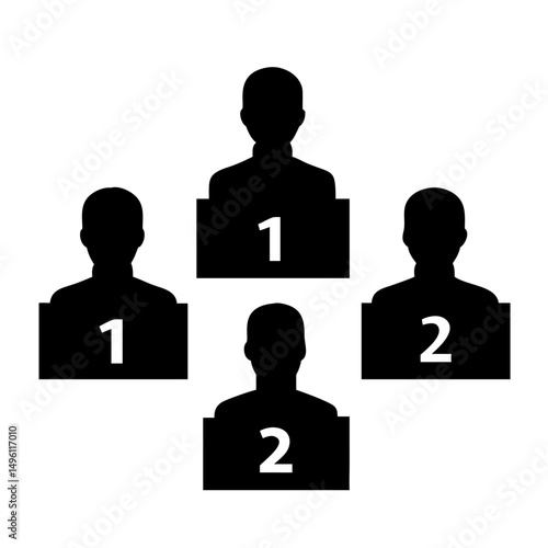 Ranking chart showing top performers in black silhouette with number one and number two labels