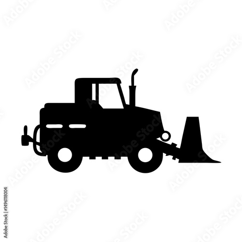 Find construction equipment bulldozer vector illustration black silhouette heavy machinery icon