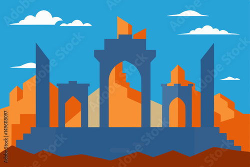 ruins of the airborne kingdom vector illustration background