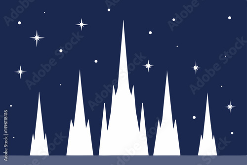 ivory spires over the sea of stars vector illustration background