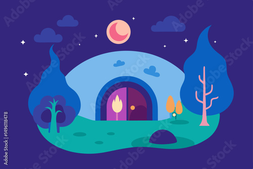 whimsical hollow where dreams rest vector illustration background