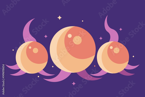 dancing moons of the ether realm vector illustration background
