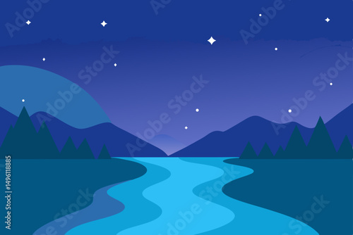 serenade of the starborn river vector illustration background