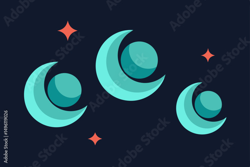 dancing moons of the ether realm vector illustration background