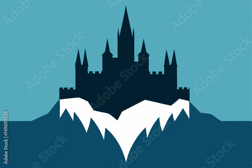 castle beneath the northern veil vector illustration background