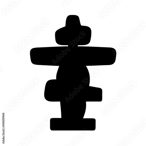 Inukshuk silhouette vector image for arctic travel guide and canadian culture designs vector