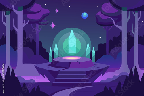 cradle of the multiverse forest vector illustration background