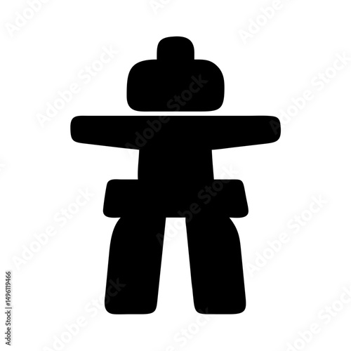 Inukshuk stone landmark vector illustration guidepost arctic symbol inuit culture canada figure
