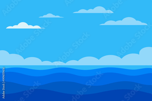 clear blue sea and sky wallpaper vector illustration background