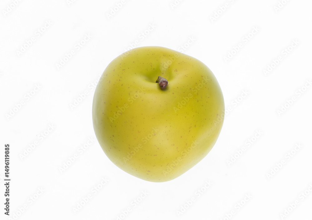 artificial plastic green apples isolated on white background artificial plastic green apples isolated on white background