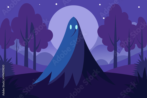 veil of the twilight forest vector illustration background