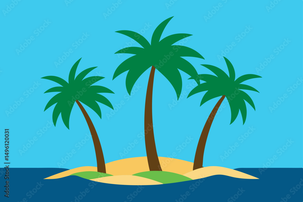 palm trees on seaside island 4k wallpaper vector illustration background palm trees on seaside island 4k wallpaper vector illustration background