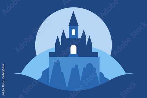 castle beneath the northern veil vector illustration background