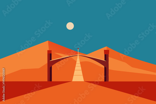 desert bridge to another dimension vector illustration background