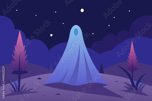 veil of the twilight forest vector illustration background