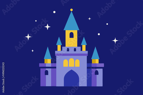 artistic dream castle on starry background vector illustration background