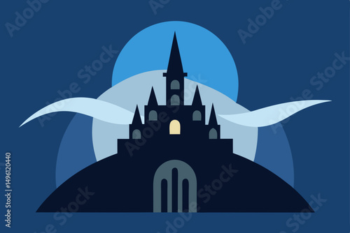 castle beneath the northern veil vector illustration background