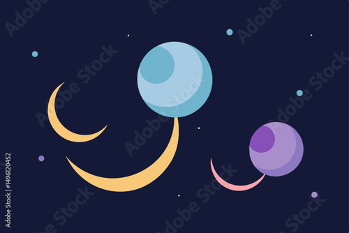 dancing moons of the ether realm vector illustration background