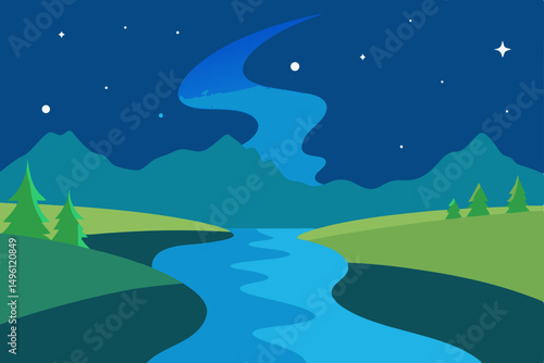 serenade of the starborn river vector illustration background