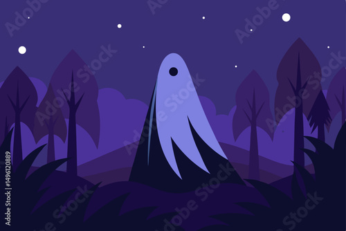 veil of the twilight forest vector illustration background