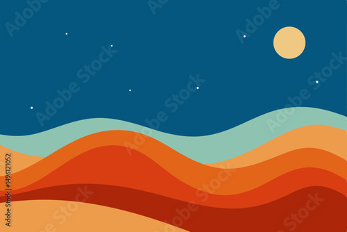 Waves of the celestial desert ethereal flowing sand vector illustration background
