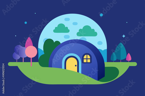 Whimsical hollow where dreams rest tranquil mystical refuge vector illustration background