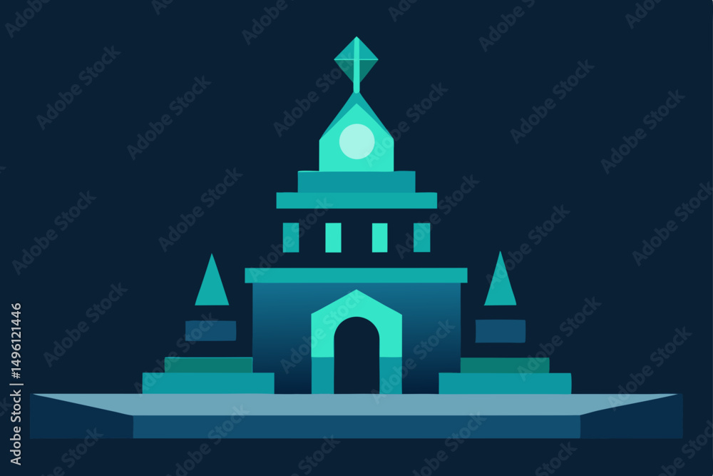Temple of light in the whispering sea serene aquatic sanctuary vector illustration background Temple of light in the whispering sea serene aquatic sanctuary vector illustration background