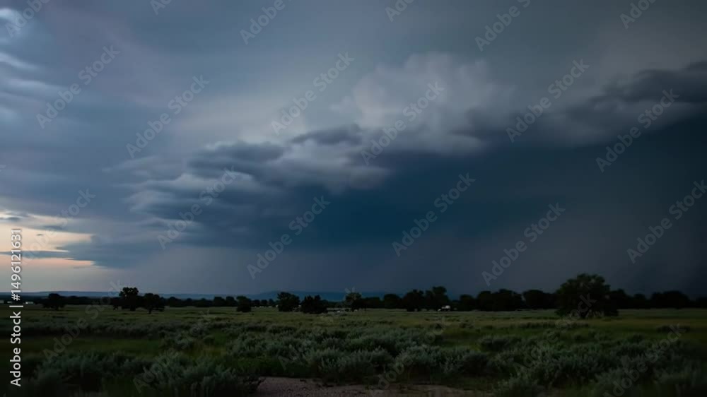 Dramatic Cumulonimbus Clouds Hovering Over Grassy Plains During Evening Dramatic Cumulonimbus Clouds Hovering Over Grassy Plains During Evening