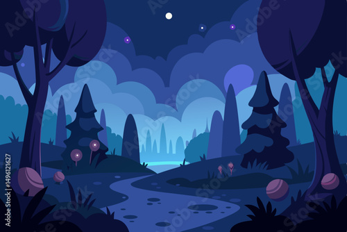 Fantasy Forest at Midnight Explore an Enchanted Woodland Under the Stars Dark Theme