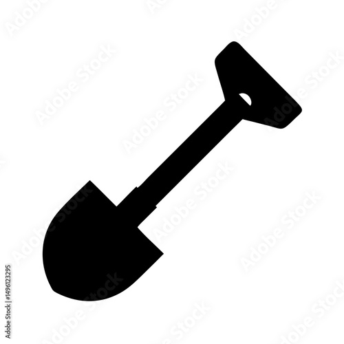 Find black shovel digging tool illustration for gardening landscaping and construction work needs