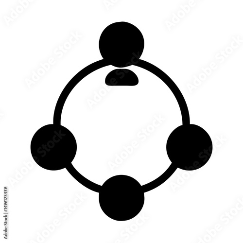 Teamwork collaboration network icon representing social connection and partnership community relation