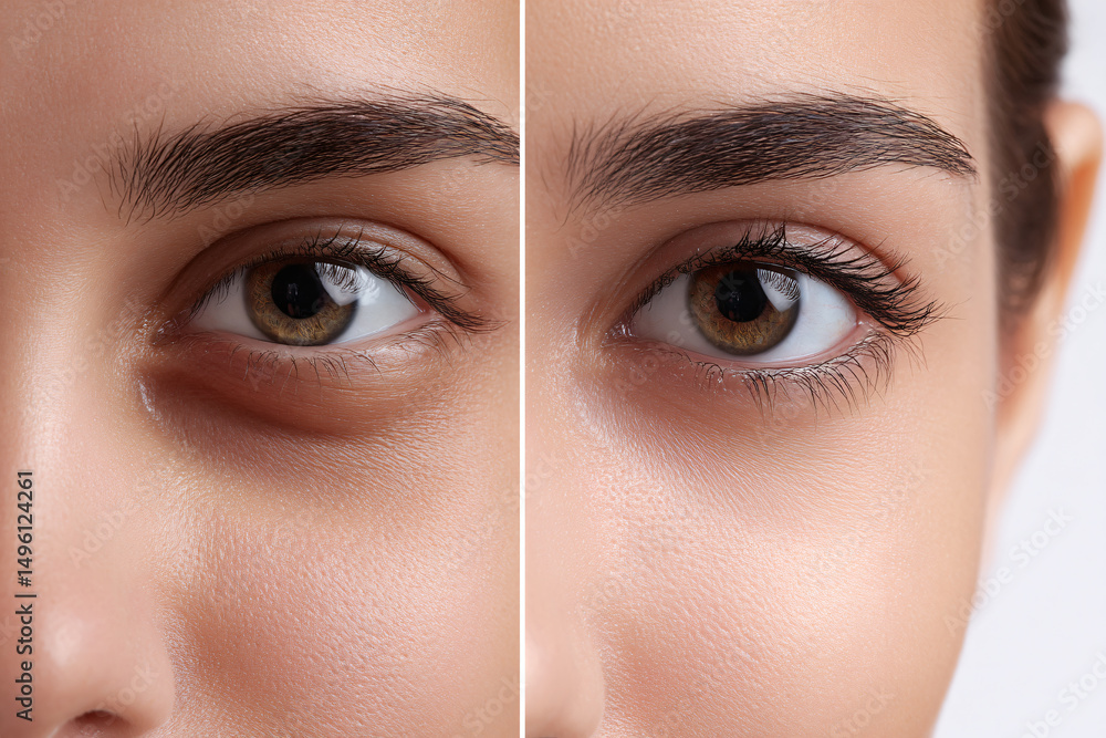 Fototapeta premium Expressive Young Eyes Close-Up Split Image