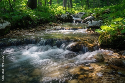 Serene Forest Stream: A Peaceful Nature Scene