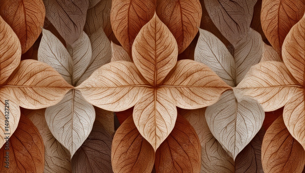 Fototapeta premium Brown Beige Orange Autumn Leaves Seamless Pattern Texture