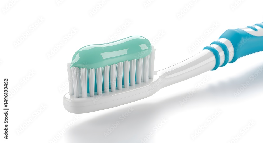 Toothbrush with paste for oral hygiene and dental care routine, healthy gums and fresh breath concept Toothbrush with paste for oral hygiene and dental care routine, healthy gums and fresh breath concept