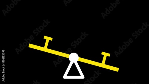 A bright scene showing a balanced seesaw in action, symbolizing fun, balance, and simple mechanical principles in a playground theme