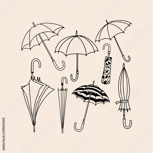 Umbrella set icon flat vector design.