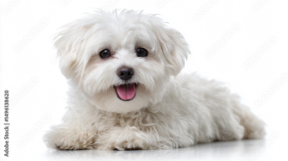 Smiling Maltese Bichon Dog Poses for Camera in Lovely Setting Smiling Maltese Bichon Dog Poses for Camera in Lovely Setting