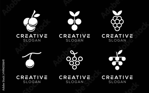 Set of Grape Fruit logo design templates. Modern isolated Grape Fruit symbols for food and drink
