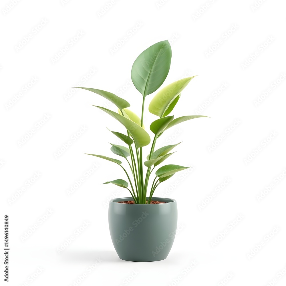 Green philodendron plant in teal pot on white background Green philodendron plant in teal pot on white background