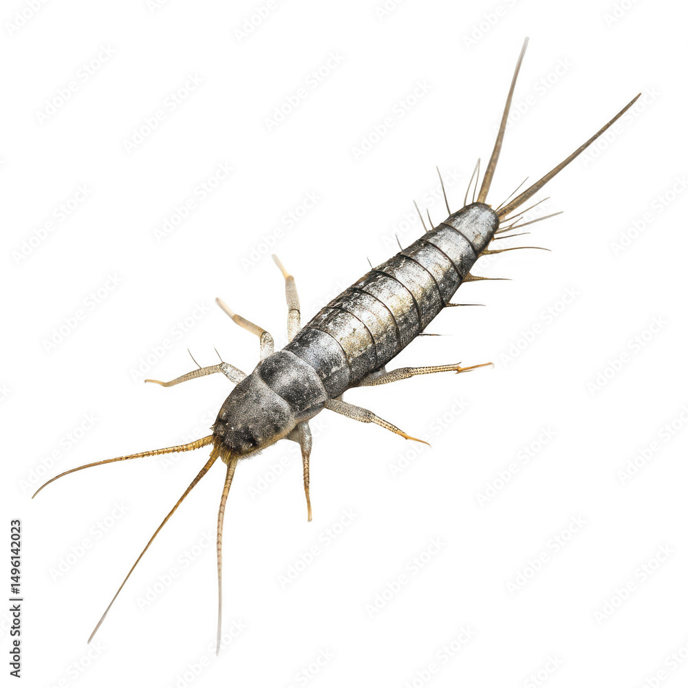 A silverfish on black background isolated on transparent background A silverfish on black background isolated on transparent background