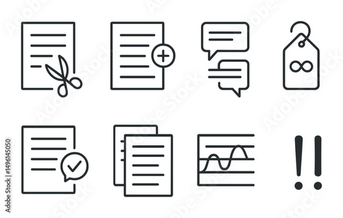 Line style icons of poetry editing: cut stanza icon, add line badge, rephrase arrow, metaphor upgrade tag, feedback margin notes, redraft file icon, revise rhythm curve, punctuation symbol for poetry