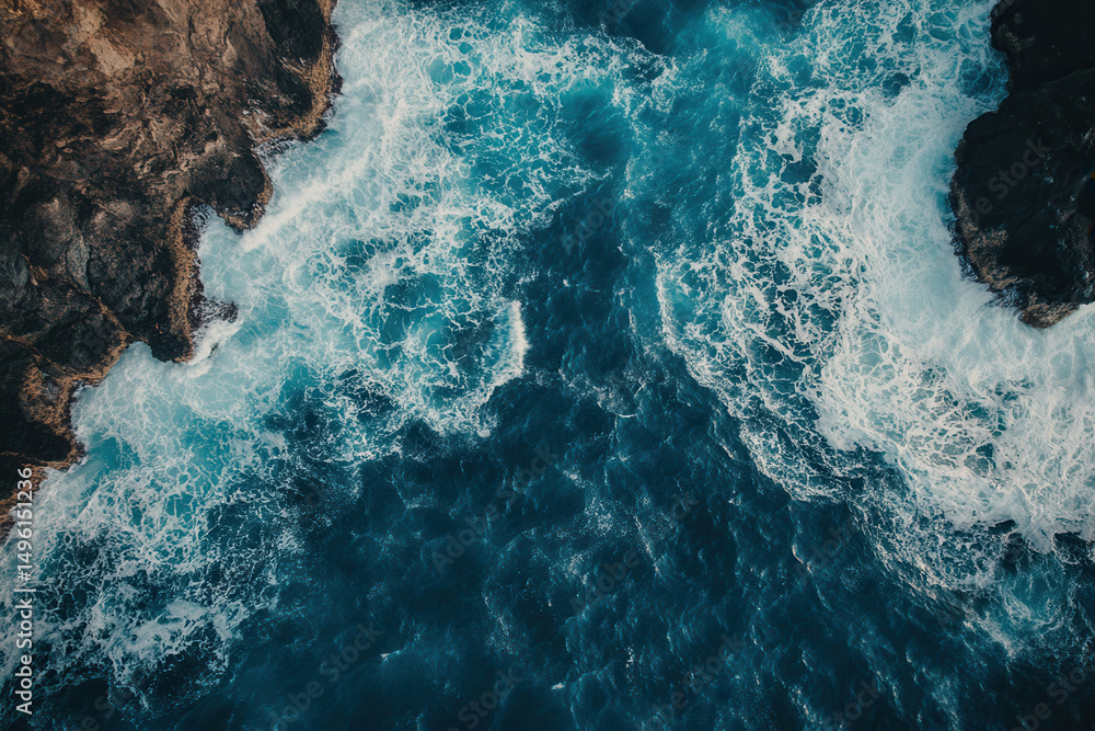 Obraz premium Dramatic Ocean Waves Crashing Against Rocky Coastline