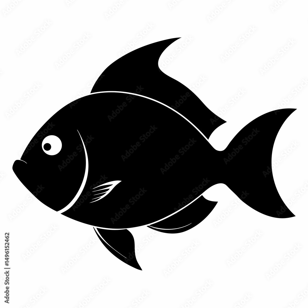 Obraz premium Oscar fish silhouette vector illustration on white Background 